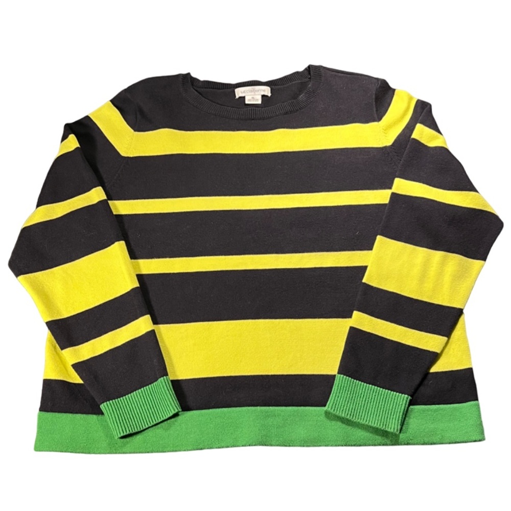 Vintage Liz Claiborne striped sweater navy/yellow/green women’s Large